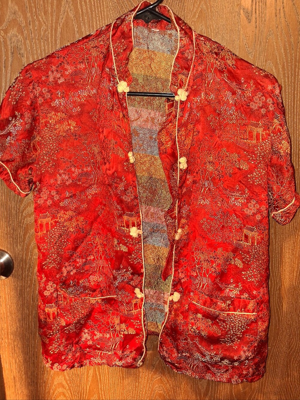 Silk Asian Crop Shirt Sz Small